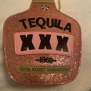 Glittery Pink Tequila Bottle Bag